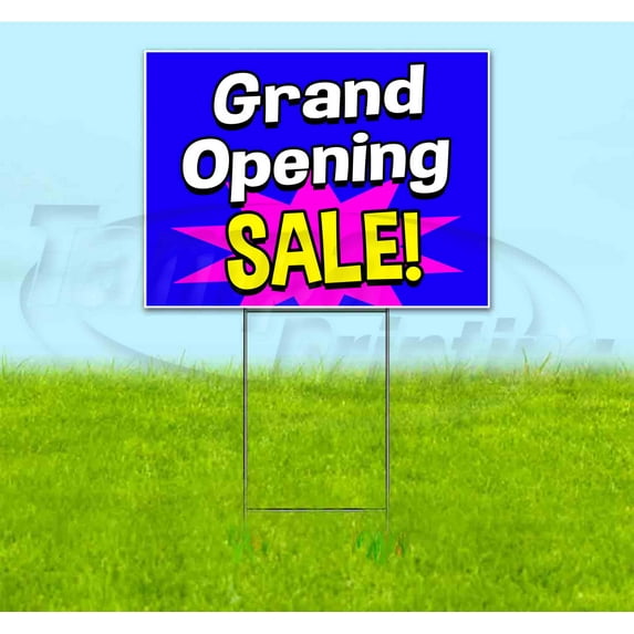 Grand Opening Sale (18" x 24") Yard Sign, Includes Metal Step Stake