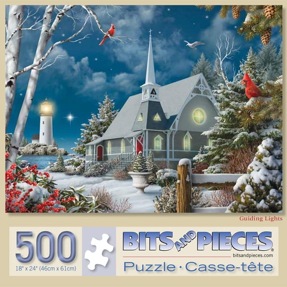 Bits and Pieces 500 Piece Jigsaw Puzzle for Adults “Guiding Lights” Winter by Alan Giana 18"x24"