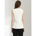 thumbnail image 4 of DARING DIVA Sleeveless Pleated Front Work Office Blouse L White, 4 of 6
