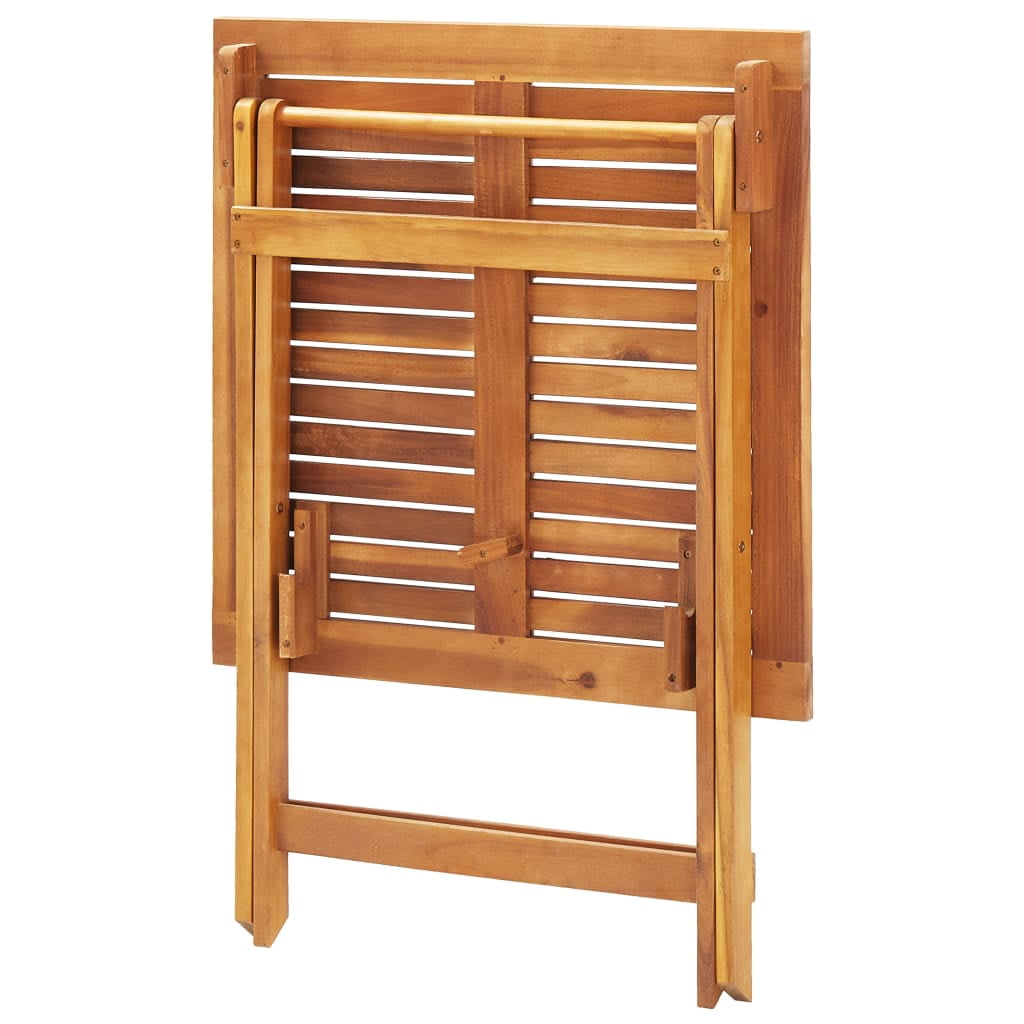 Kepooman 27.6" x 27.6" Outdoor Garden Folding Table, Patio Solid Acacia Wood Bistro Table with A Umbrella Hole