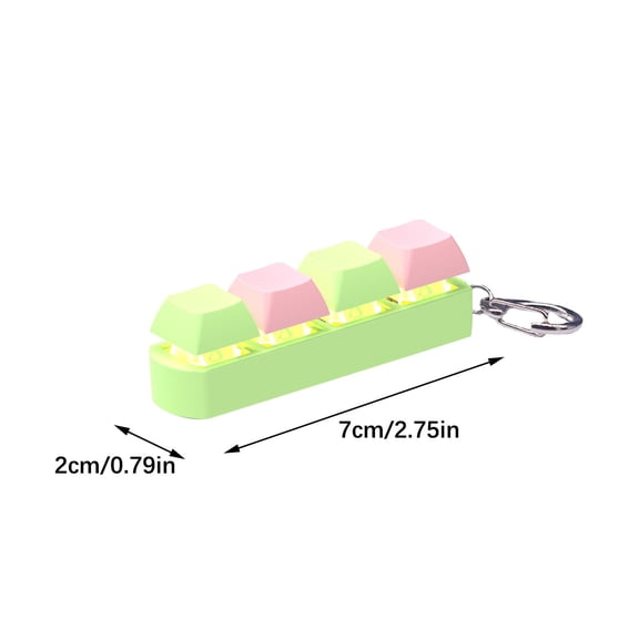 WNFJR Keyboard Fidget Toy Keychain for Adults, 4 Button Fidget Gadget Funny Click Button Keychain, Keyboard Fidget Button, LED Light Stress Toy, Mechanical Keyboard Stress Relief Toy