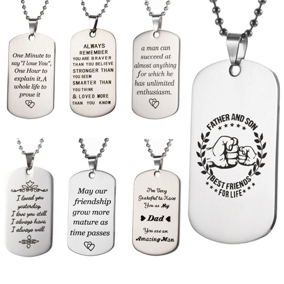 Jacenvly 2024 New Gifts to My Son Dog Tag Necklace Military Fathers Day Family Stainless Steel Father'S Day Gifts for Husband