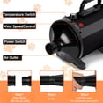 thumbnail image 3 of Hidpriva 2800W Dog Hair Dryer Quick Dry Noise Reduction Pet Hair Dryer Home Use Professional Stepless Adjustable Speed Spring Hose 4 Nozzles Dog Blow Dryer for Grooming with Heater, Black, 3 of 6