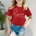thumbnail image 2 of Ulitacool Valentine's Day Girl Tee Short Sleeve Blouse Cartoon Graphic Tops Round Neck Sweet T Shirt Daily Wear Red 3-4 Years, 2 of 5