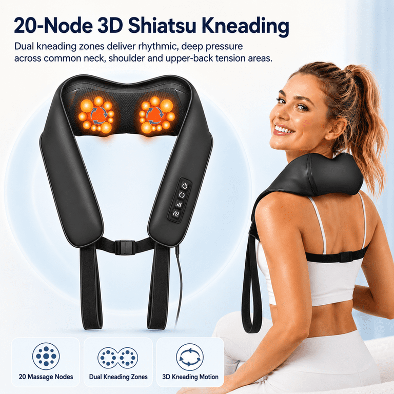 Shiatsu Neck Massager with Heat and Deep Tissue Kneading photo 2