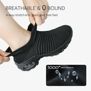 STQ Womens Walking Shoes Slip on Breathable Sneakers All Black US 7