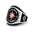 thumbnail image 3 of Men's Nautical Compass Sailing Ring 925 Sterling Silver Black Helm Anchor 23MM, 3 of 4