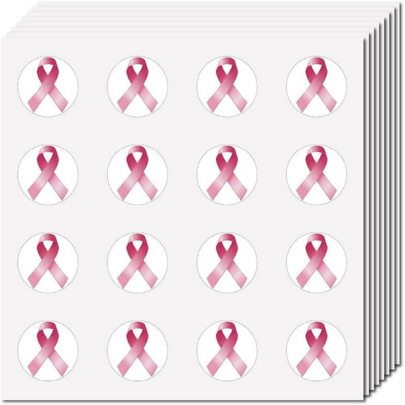 128Pcs Red Ribbon Stickers for Heart Awareness Fundraising Plastic Decal Self-Adhesive Waterproof Sticker Round Bulk Perfect for Events Support Groups Water Bottles 2.5x2.5cm