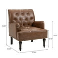 thumbnail image 2 of DREAMSIDEA Leather Accent Chair Living Room, Comfy Single Sofa Reading Chair Nailhead Trim for Bedroom, Brown, 2 of 6