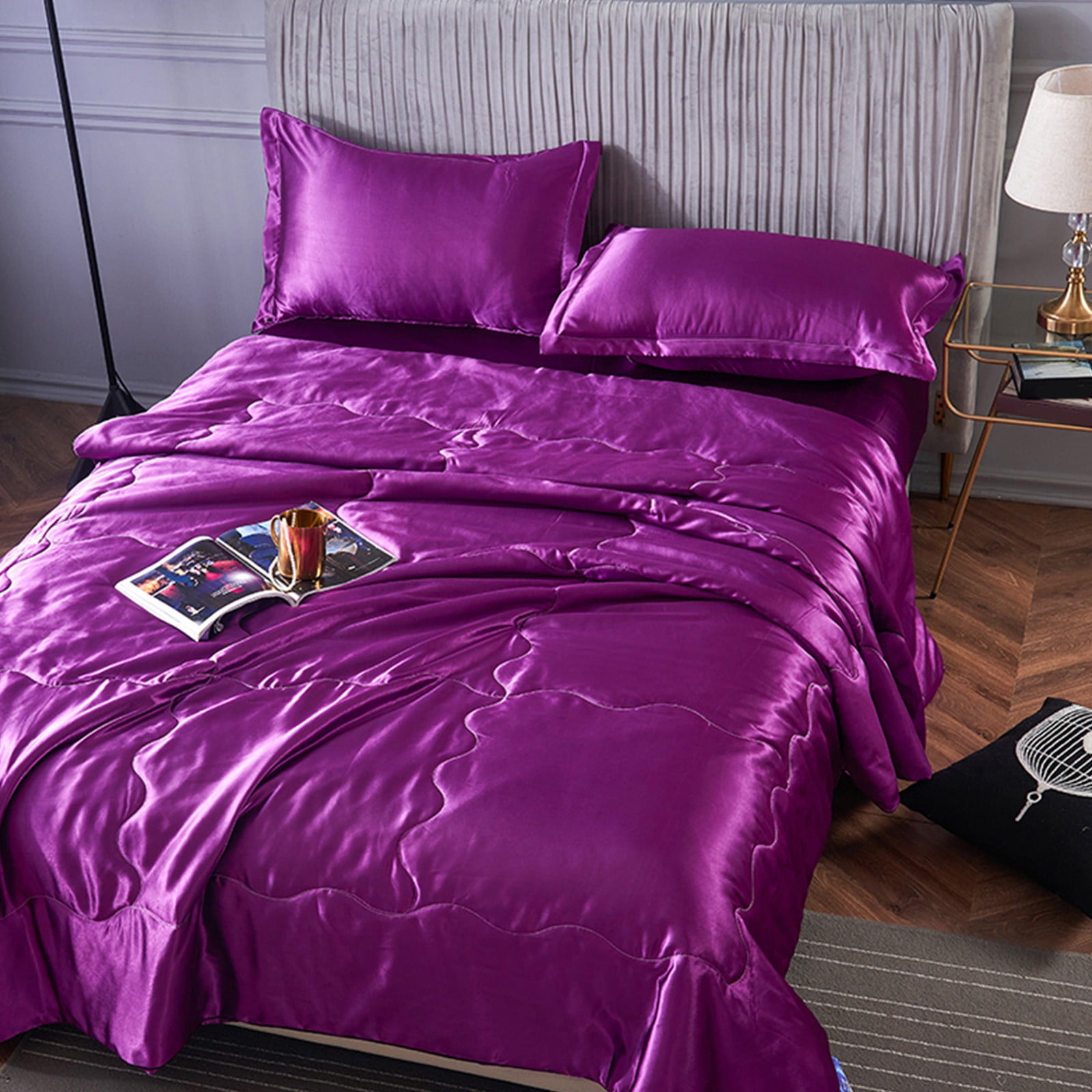 Lightweight Silk Cooling Blanket, Silk Cooling Sheets Queen, Washed Silk Ice Silk Conditioning Quilt Summer Cool Quilt, Core Solid Color Summer Thin Quilt, Cooling Blanket For Hot Sleepers