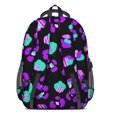 thumbnail image 3 of Green and Purple Leopard Print Backpack for School, Cute School Bag with Adjustable Shoulder Straps and Padded Back, 16.9"x12.6"x5.9", 3 of 5