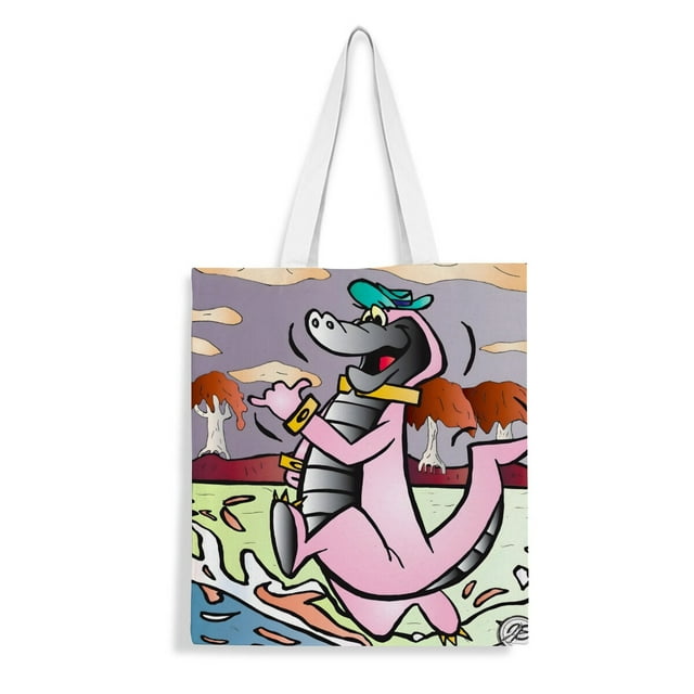 Wally Gator Bolso de tela con estampado de lienzo para mujer, bolsa de compras reutilizable y estética, con cremallera interior, regalo para mujer,40*45cm.