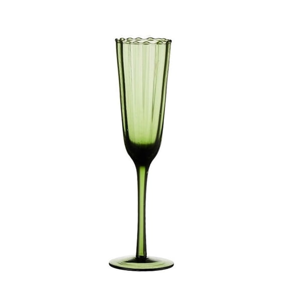 Vintage Champagne Glass, Green Lace High Footed Champagne Flute Set of 1, Capacity 6.76 oz,  for Family Gatherings, Christmas
