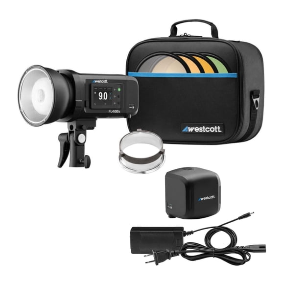 Westcott FJ400 II 400Ws Touchscreen Strobe Bundle with Westcott FJ ProMax AC and DC Battery and Adapter (2 Items)