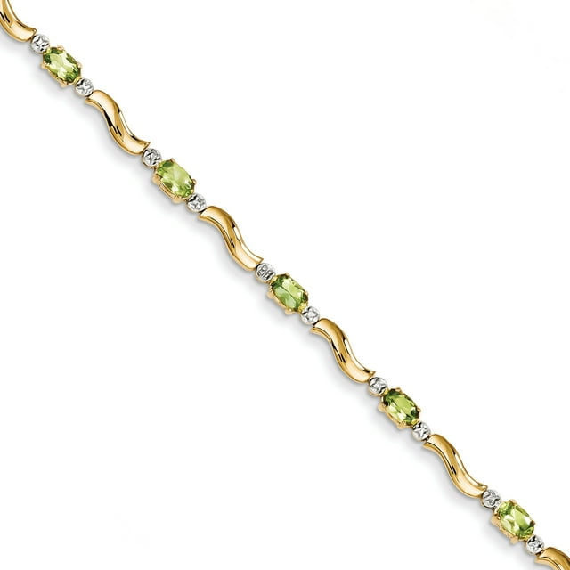 14k Terminé Fantaisie Bracelet Diamant / Péridot 7 Pouces "Bracelets