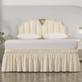 thumbnail image 3 of UniVerse Wrap Around Bed Skirt Three Fabric Sides Elastic Dust Ruffled 18 Inch Tailored Drop,Easy to Install Fade Resistant-Beige, Queen/King, 3 of 6
