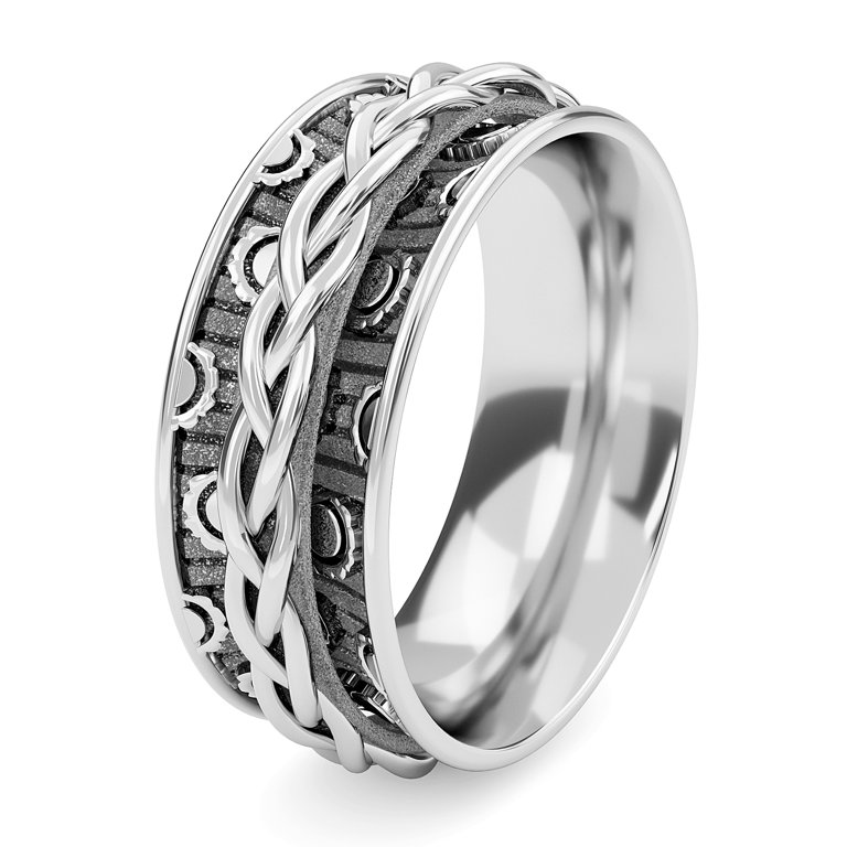 Shop LC Sterling Silver Floral Engraved Spinner Ring – Boho Oxidized Anxiety Relief Fidget Jewelry For Women, Stress Relieving Gift 3 thumbnail image