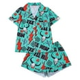 thumbnail image 3 of pajamas sets for womens with shorts plus size soft pjs loungewear sets 2 pieces short sleeve v neck funny graphic sleepwear set Mint Green S, 3 of 7