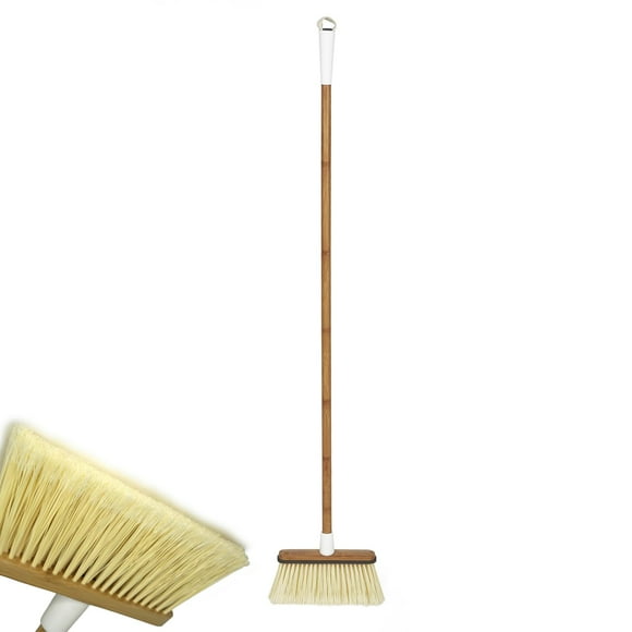 Full Circle Clean Sweep -Bamboo Broom -Angled for Precision in Tight Spaces, with Stiff Flagged Bristles for Indoor & Outdoor Cleaning -Ideal for Pet Hair, Kitchen, Hardwood, & Ga