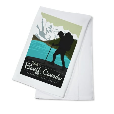 

Visit Banff Canada Lake Louise Hiker Vector (100% Cotton Tea Towel Decorative Hand Towel Kitchen and Home)