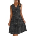 thumbnail image 2 of ClodeEU Women's All Over Print V-Neck Sleeveless Maxi Dress ,Beach Casual Tank Dress with Button-Front Detail Black,Womens Plus XXL, 2 of 6