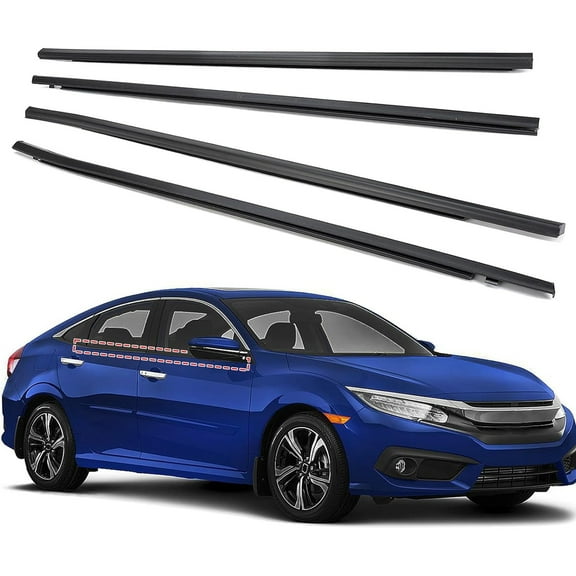 Car Window Weather Stripping Molding Trim Belt,Compatible with Honda Civic 2016-2021 4-Door Sedan, Replace#72450-TEA-T01 72410-TEA-T01 72950-TEA-T01 72910-TEA-T01