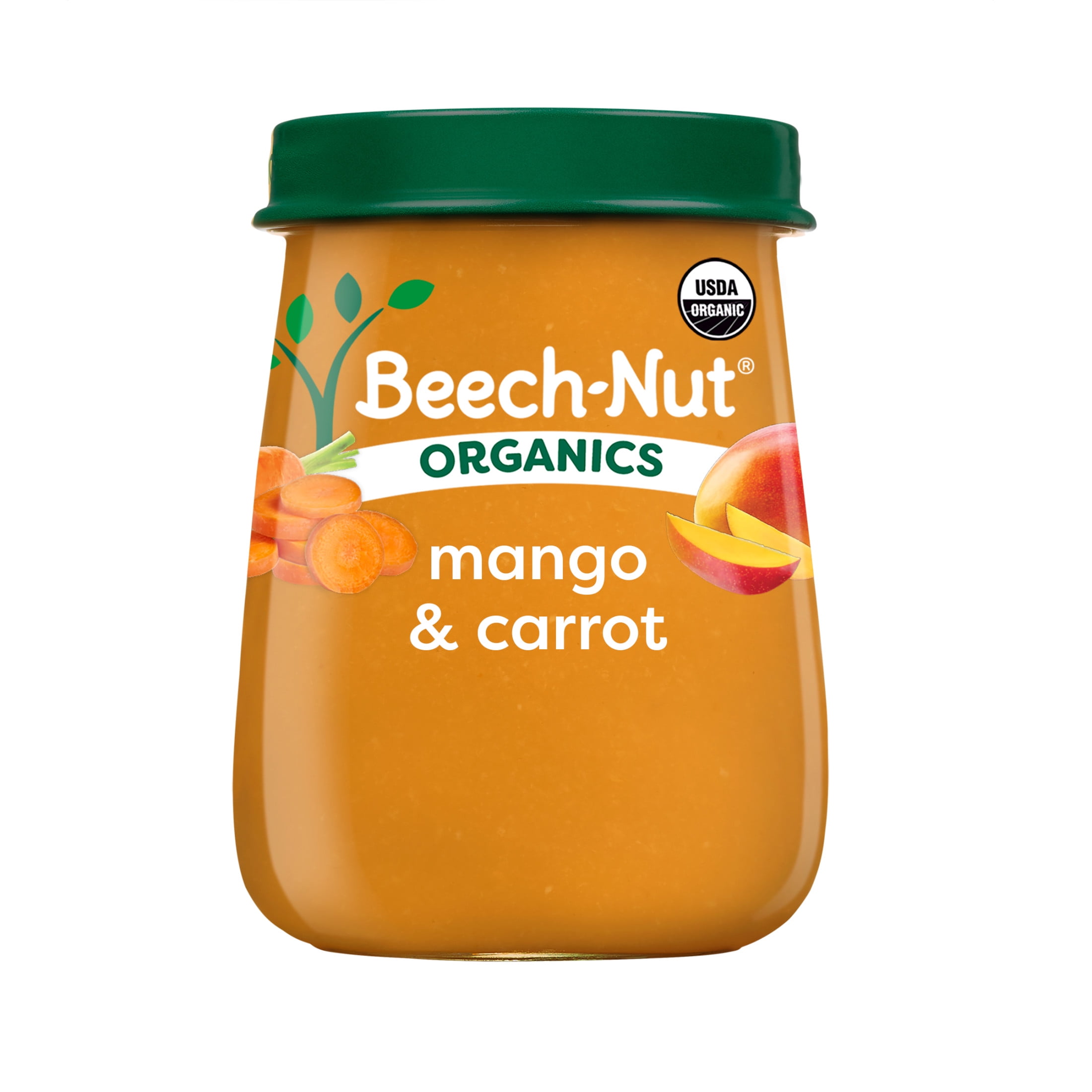 (6 pack) Beech-Nut Organics Stage 2 Organic Baby Food, Mango & Carrot, 4oz Jar