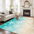 thumbnail image 2 of 5x8 Area Rugs for Living Room, Teal Beige Ombre Coastal Non Slip Area Rugs for Kitchen Bedroom Entryway, Nautical Beach Starfish Coral Summer Washable Carpet Runner Rug Floor Mats for Bedroom, 2 of 8