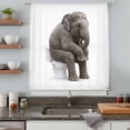 thumbnail image 4 of Funny Elephants Sheer Curtains 45 Inches Long, Cute Art Fun Lovely Animals on Toilets Light Filering Curtains, Breathable Simi Curtain Privacy Drapes for Kitchen Bathroom Small Window Treatment, 4 of 9