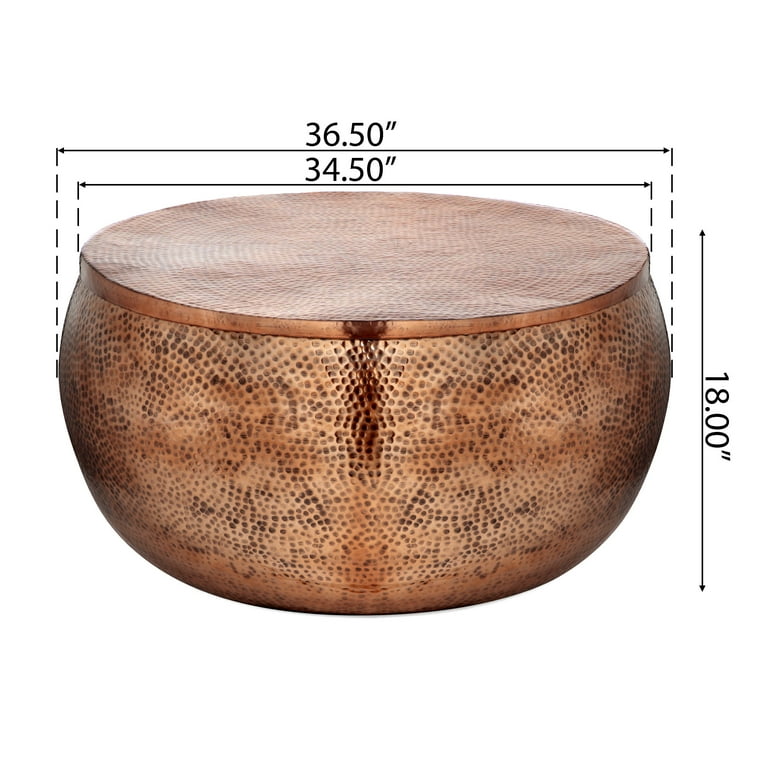 Round hammered online copper coffee table