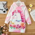 thumbnail image 7 of PatPat Girls Dresses Unicorn Floral Oversized Sweatshirt Hoodie Dress Size 5-12, 7 of 7