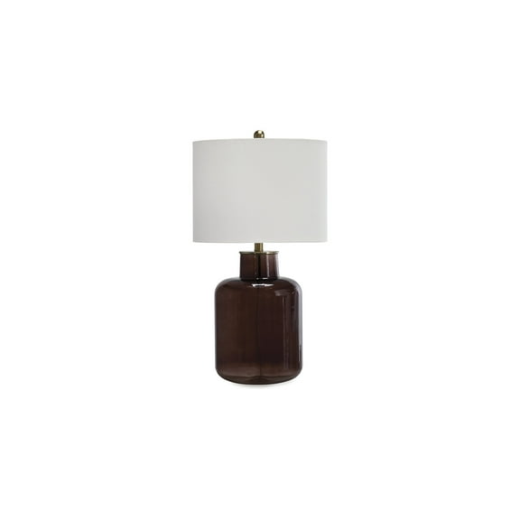 Signature Design by Ashley Mette Glass Table Lamp, Brown with Gold Finish, 28" Height, Drum Shade