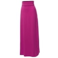 thumbnail image 2 of A2Y Women's Basic Foldable High Waist Floor Length Maxi Skirts Magenta L, 2 of 5