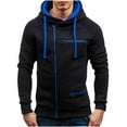 thumbnail image 2 of Herrnalise Men Casual Solid Sports Fitness Sweater Cardigan Hooded Long Sleeve Zipper Sweater Jacket Black, 2 of 7