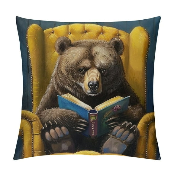 Autua Bear Graphic Decorative Cushion Throw Pillow Cover for Home Couch Living Room Bed Sofa Square Aesthetic Decorative 1PC 12x12in