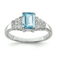 thumbnail image 1 of 925 Sterling Silver Rhodium Plated Diamond and Light Swiss Blue Topaz Ring, 1 of 2
