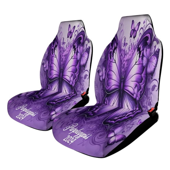 Dreamy Purple Butterfly Pattern (100)-1 Car Seat Cover Set Auto Front Bucket Cushion Protect Accessories 2 Piece