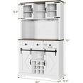 thumbnail image 3 of Garvee Farmhouse Coffee Bar Cabinet with Storage,72" Tall Buffet Cabinet White with Sliding Barn Door and 3 Drawers,Liquor Cabinet with 9 Wine & Glasses Rack,Pantry Cabinet for Kitchen,Dining Room, 3 of 9