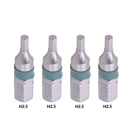 

Fule 4Pcs Magnetic H2.5-H6 Hex Head Screw Driver Bit 1/4inch Hex Shank 25mm Spanner