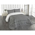 thumbnail image 3 of Ambesonne Abstract Quilted Bedspread Set 3 Pcs, Grid Rows Pattern, King Size, Black White, 3 of 5