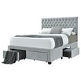 thumbnail image 3 of Light Grey Tufted Full Storage Bed Frame | Mattress Ready with 4 Roller Drawers | Polyester Fabric Upholstery | Glam Bedroom Furniture | 79.75" L | Box Spring Not Required, 3 of 6