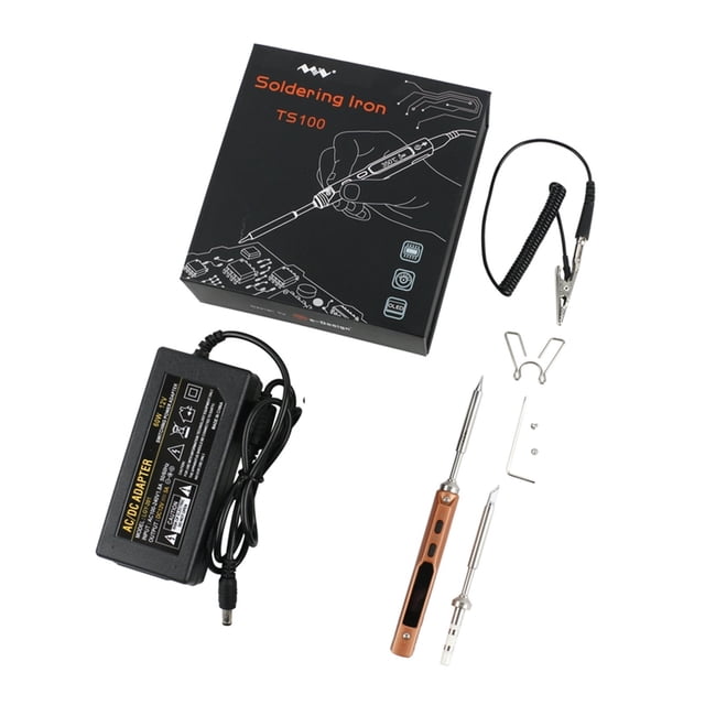 Mini TS100 Digital Electric USB Smart Adjustable Soldering Iron Set 65W LCD Programmable + Power Supply + 2 Solder Iron Tips