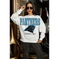 thumbnail image 6 of Women's Gameday Couture  White Carolina Panthers  Sunday Drives Oversized Crewneck Pullover Sweatshirt, 6 of 7