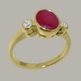thumbnail image 2 of LBG British Made 9k Yellow Gold Genuine Natural Ruby & Diamond Womens Statement Ring - 33 size options - Size 5.5, 2 of 6