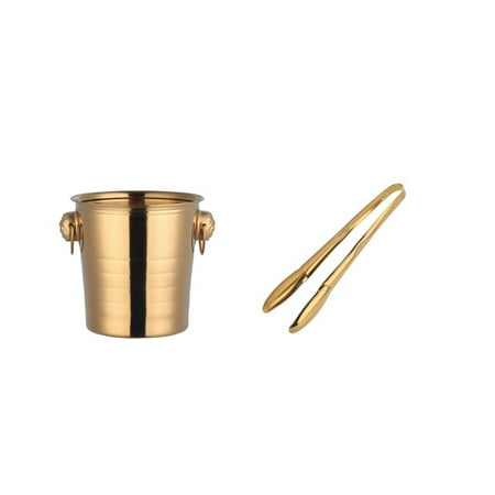 

1/2PC Stainless Steel Ice Bucket Portable Ice Chiller Cooler with Tong Ice Cube Container for Wine C