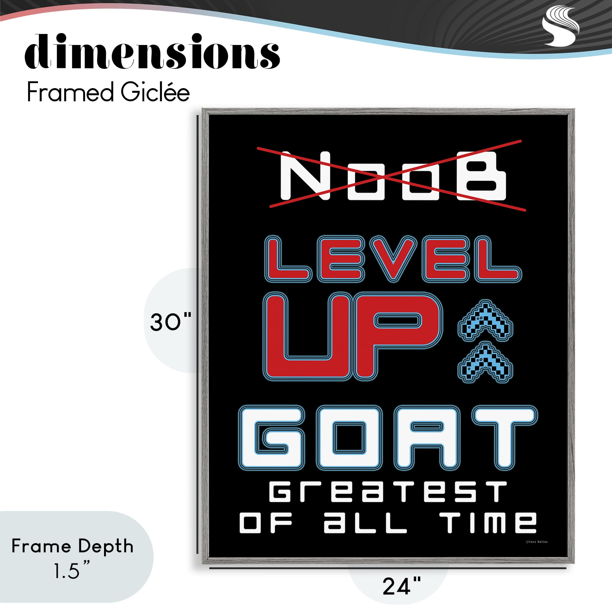 Stupell Industries Greatest Of All Time Gamer Gray Framed Giclee Art, design by Yass Naffas Designs