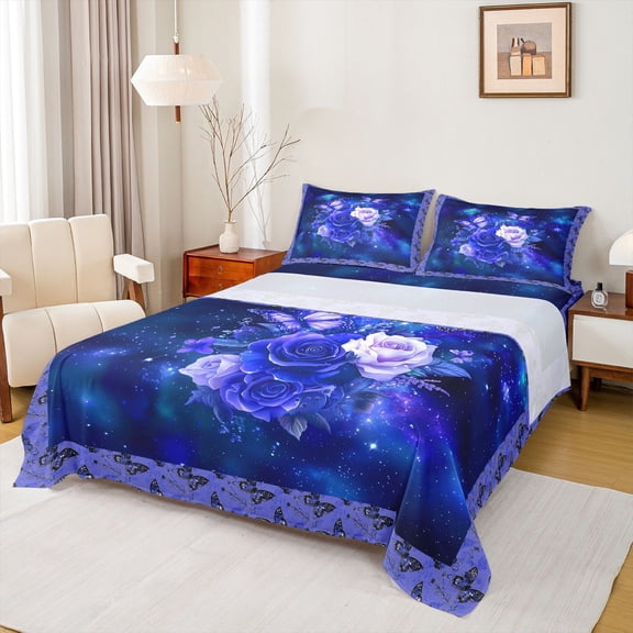 Castle Fairy Female Floral Rose Butterfly Twin Sheet Sets,Romantic Bedding