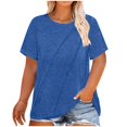 thumbnail image 1 of BVOFAR Hauts Grande Taille pour Femmes T-Shirts à Manches Courtes Col Rond Ample Décontracté Été Couleur Unie Blouses Fluides 2025, 1 of 6