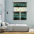 thumbnail image 6 of Retro Brown Teal Wood Kitchen Curtains Valances and Tiers Set of 3 Vintage Wood Stripe Texture Modernism Tier Curtains and Valance with Rod Pocket for Small Windows, 27.5"x36", 6 of 9