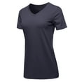 thumbnail image 2 of A2Y Women's Basic Solid Premium Cotton Short Sleeve V-neck T Shirt Tee Tops Navy 1XL, 2 of 6